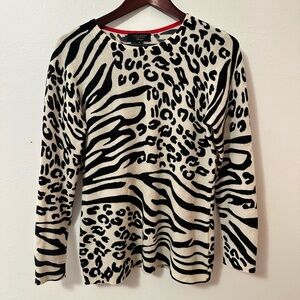 Charter Club Luxury Women’s 100% Cashmere Animal Print Crew Neck Sweater Medium